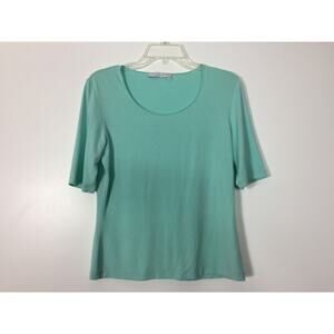 (Ma) Le Tricot Longhin Womens Basic Top Size L Italy Aqua Stretch Corpcore Fairy